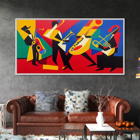 アート・デザイン・音楽 Painting oil on canvas 100cmx100cm Music Wall Art, Jazz Oil Painting Print, Framed Canvas Print