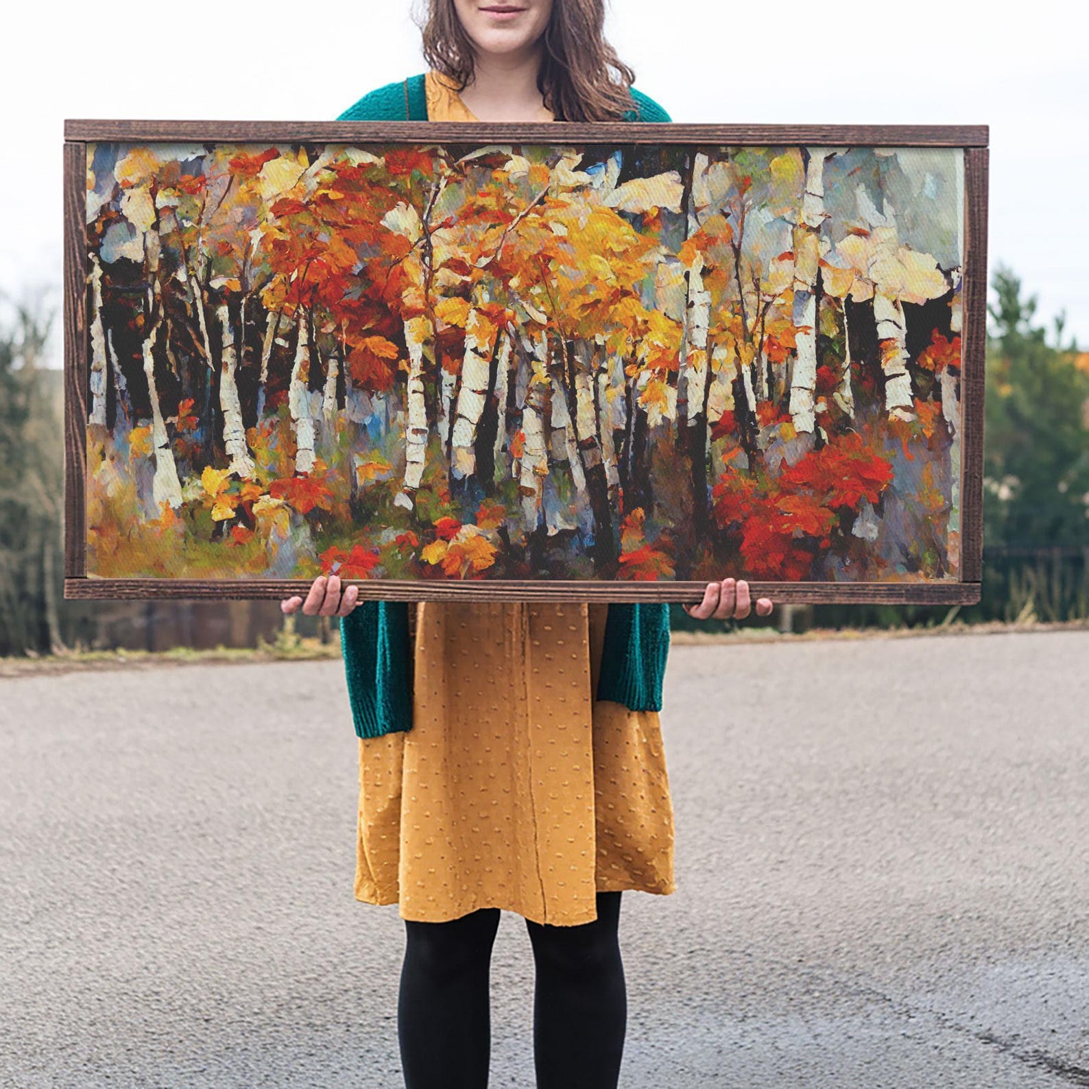 Large Birch Trees Canvas Print Boho Wall Decor Autumn Birch Forest ...