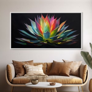 Agave Cactus Art, Modern and Colorful Art, Rainbow Agave Art, Plant Decor, Contemporary Art, Ready To Hang, Large Print, Southwest Landscape