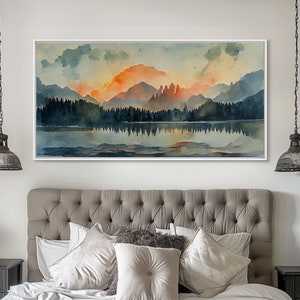 Watercolor painting of a forest fire, canvas print, landscape art, cool living room art, depressing art
