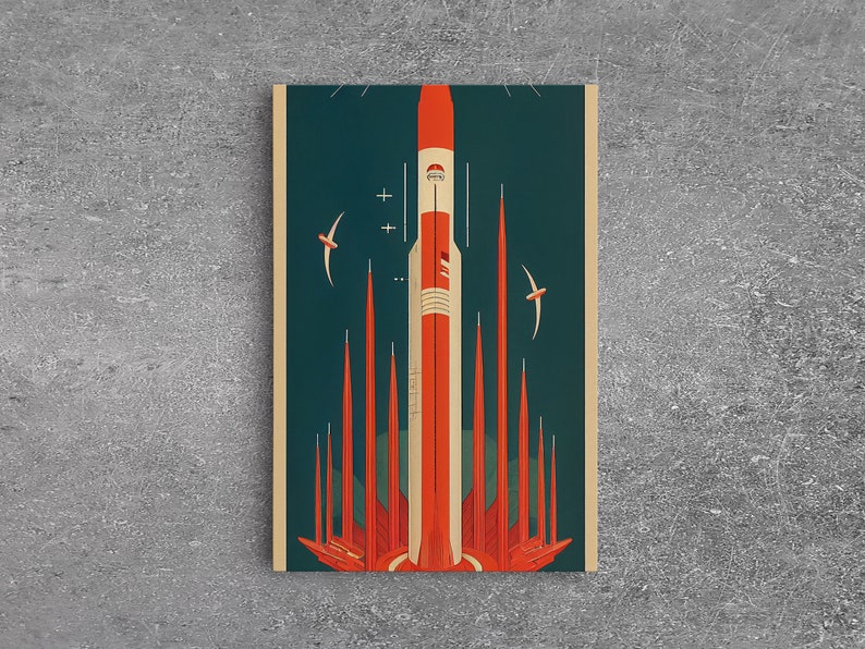 Art Deco Space Travel Poster Art Framed Canvas Print Ready - Etsy