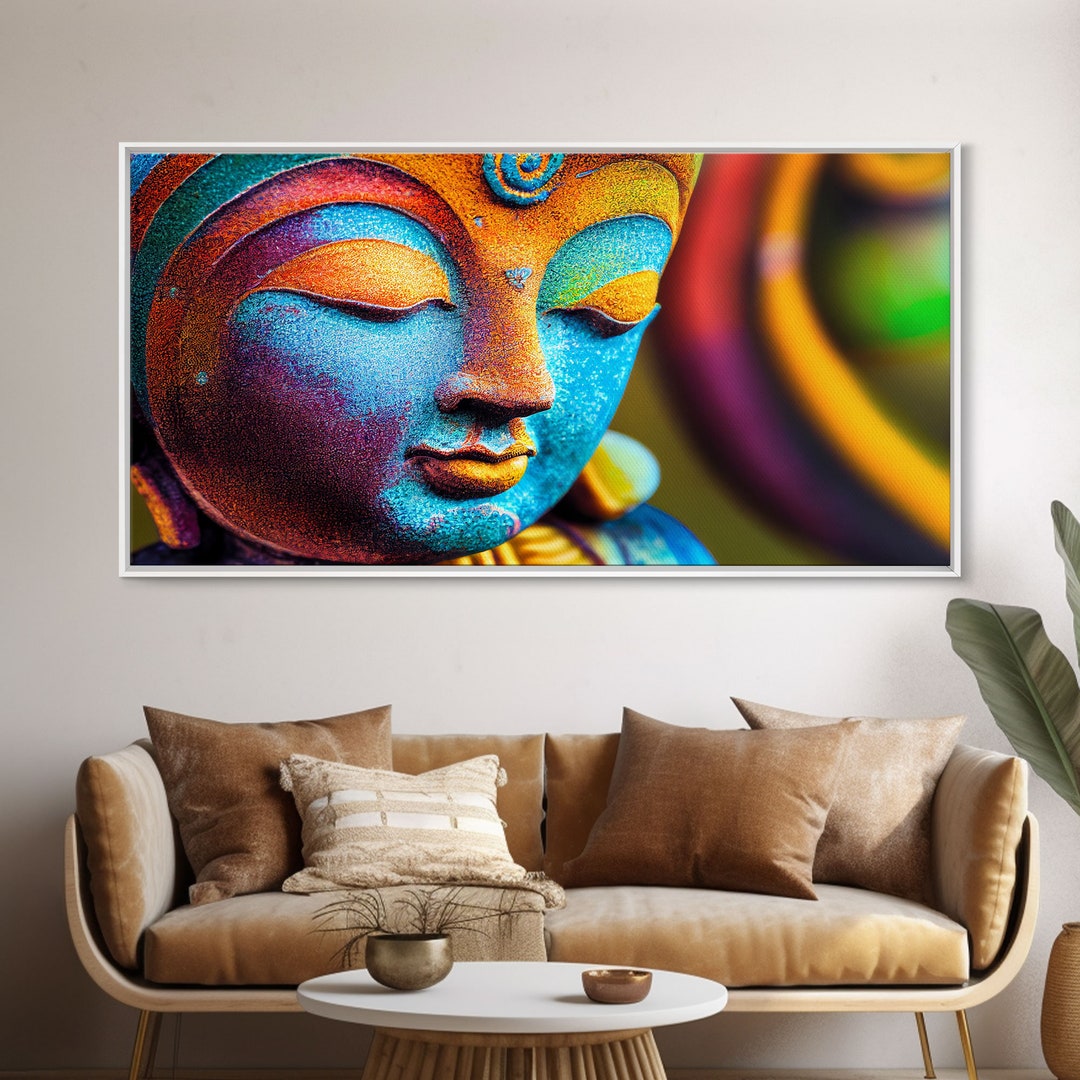 Colorful Buddha Canvas Wall Art, Framed Canvas Print, Buddhism Print ...