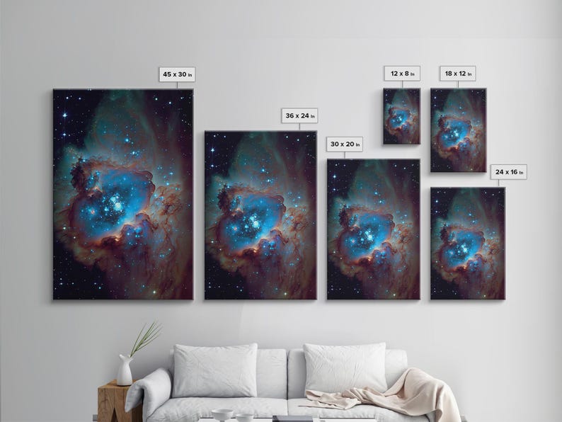The Stars Glow At Night, framed canvas print, watercolor space painting image 8