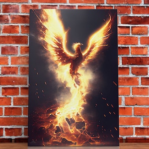 Phoenix In Flames, Retribution, Framed Canvas Print, The Phoenix, Framed Wall Art, Original Painting Phoenix