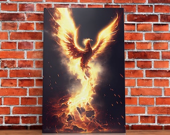 Phoenix In Flames, Retribution, Framed Canvas Print, The Phoenix, Framed Wall Art, Original Painting Phoenix