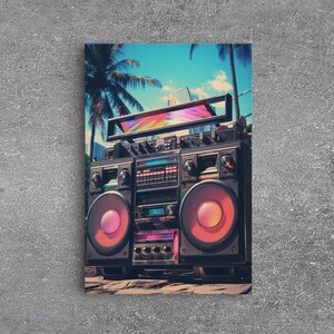 Vintage Boombox Canvas Print, 80s Vaporwave Aesthetic Wall Art, Boombox Print, cd boombox art, Music Studio Art, Studio Decor image 17