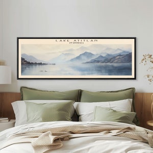 Lake Atitlan Guatemala Travel Poster Print, Framed Canvas Print, Guatemala Panoramic Travel Art, Framed Art, Wall Hanging, Home Decor