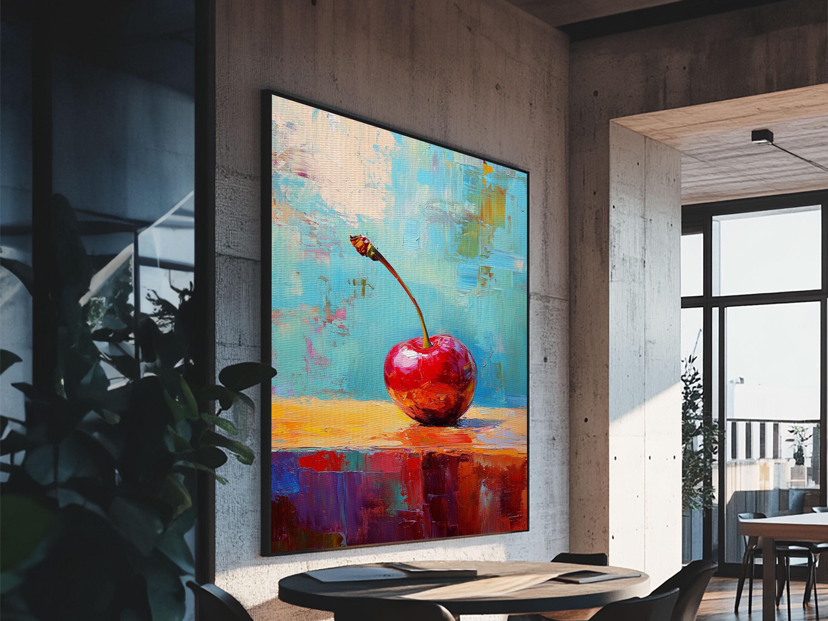 Cherry Painting Print, Canvas Print, Cherry Painting Art Berry Still Life Painting Canvas, Original Artwork, Kitchen Decor, Dining Room Art