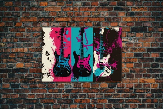 Electric Guitar Music Room Painting Art V3 Canvas Prints Wall Art