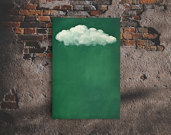 Emerald Green Rain Cloud Wall Art, Framed Canvas Or Poster Print, Abstract Art Print, Minimalist Wall Decor, Maximalist Decor, Dark Green