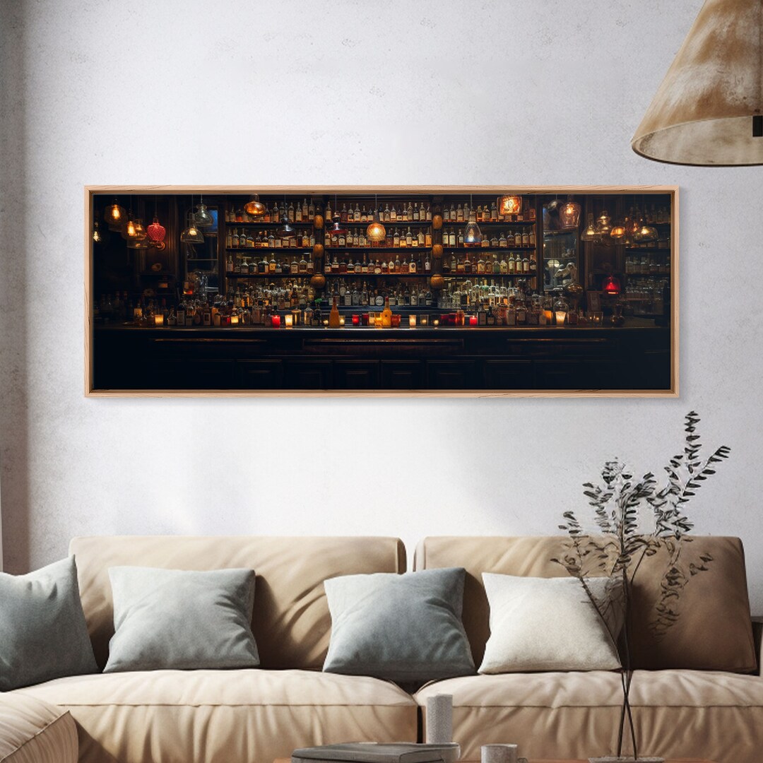 Panoramic Bar Wall Art, Vintage 19th Century Bar Wall Art, Framed ...