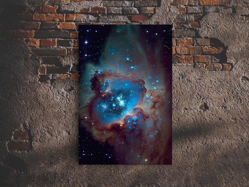 The Stars Glow At Night, framed canvas print, watercolor space painting image 13