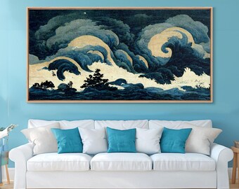 Japanese Style Wall Art, A Stormy Sea, Canvas Print, ready to hang wall art