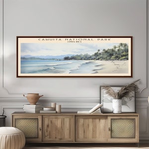 Cahuita National Park Framed Canvas Print Travel Poster | Panoramic Wall Art | Home Decor | Gift For Travel Lover | Wall Hanging