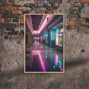 Photo Of A 1980s Mall, Framed Canvas Print, Liminal Spaces, Vaporwave Aesthetic Wall Art, Game Room Decor