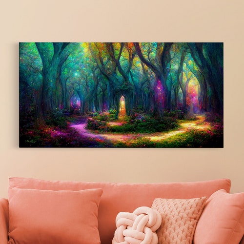 High Fantasy Forest Wall Art Ready to Hang Canvas Print Etsy