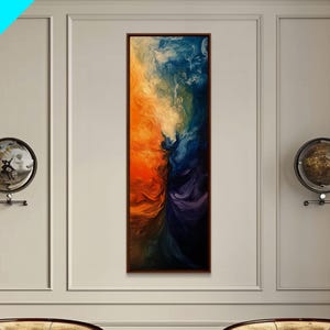 Cosmic Abstract Painting Canvas Print Modern Wall Art Colorful Vertical Artwork Panoramic Art Gift Idea Living Room Decor