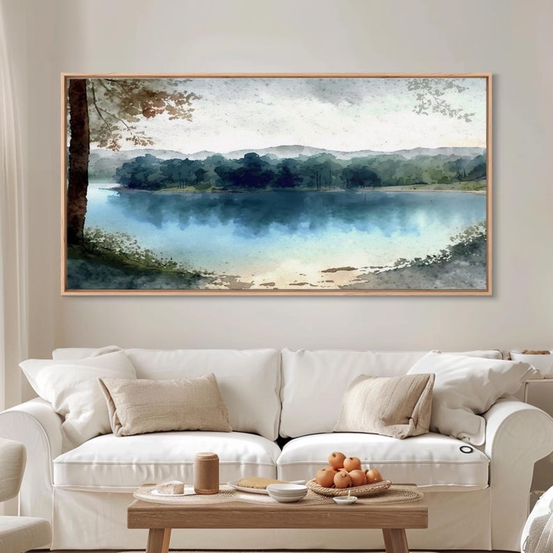 Blue Lake Art | Framed Canvas Print | Blue Lake Painting | Lake House Decor | Guest Room Landscape Painting | Wallowa Lake Painting image 7