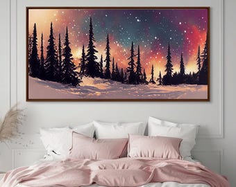 Snowfall in the forest, canvas print, winter wall art