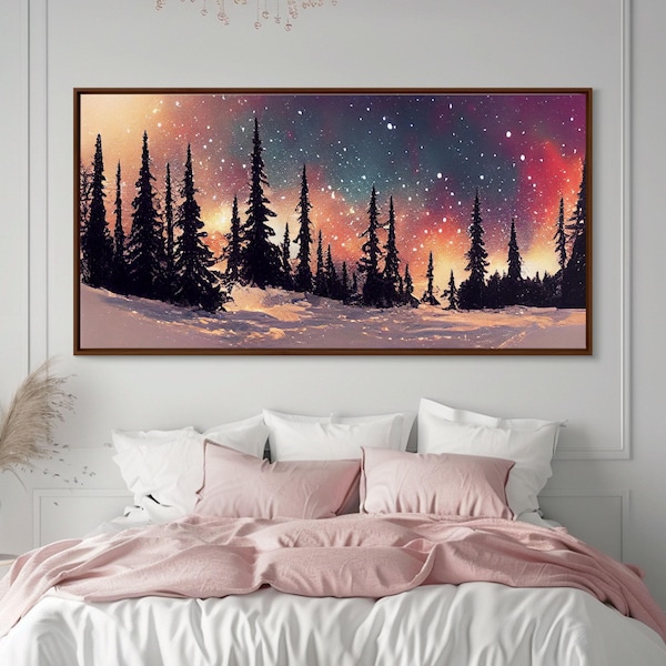 Snowfall in the forest, canvas print, winter wall art