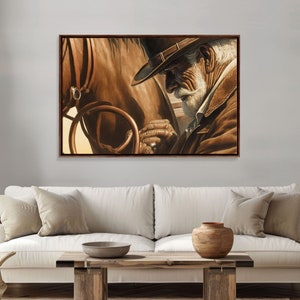 Wild West Cowboy Art, Framed Canvas Print, Cowboy Art Print, Western Art Print, Western Cowboy Gift, Retro Cowboy Decor, Western Cowboy