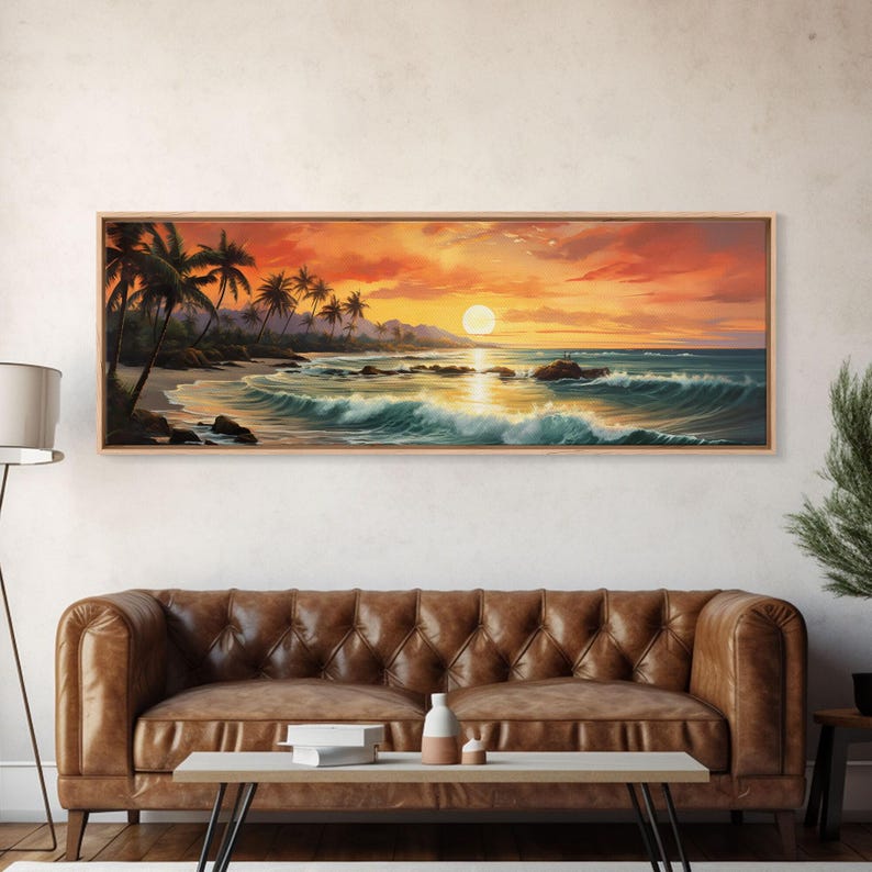 Tropical Ocean Beach canvas prints Sea landscape Nautical photo Coastal Framed Art Sea wave canvas Extra large wall art Ready to hang image 1