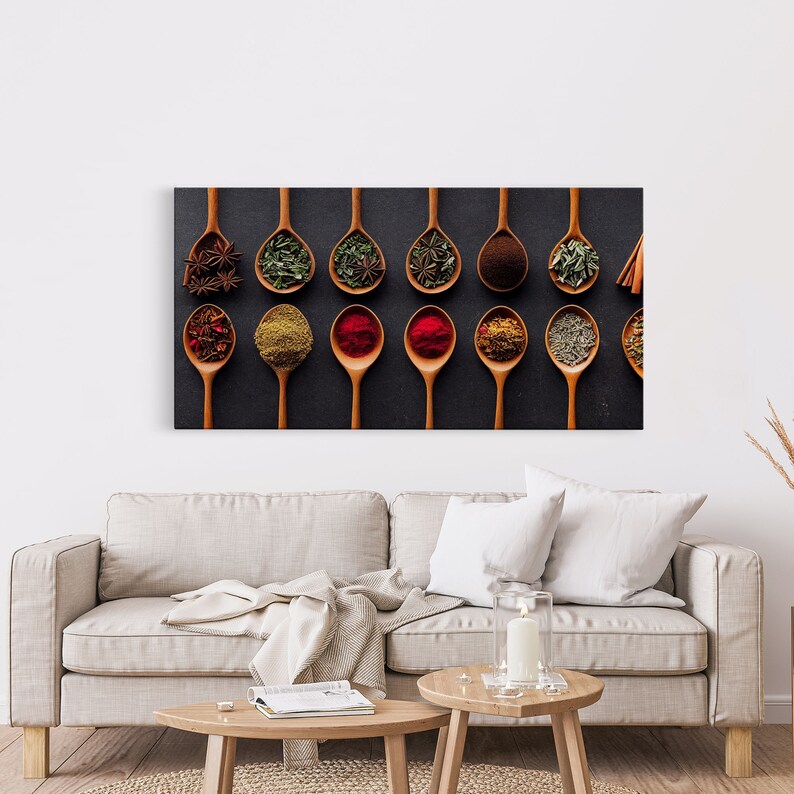 Kitchen Wall Decor Herbs and Spices Framed Canvas Print Etsy