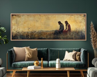 Noli Me Tangere Christ And Mary Magdalene Resurrection Scene Framed Christian Art Print - Panoramic Canvas Renaissance Christian Art Vintag