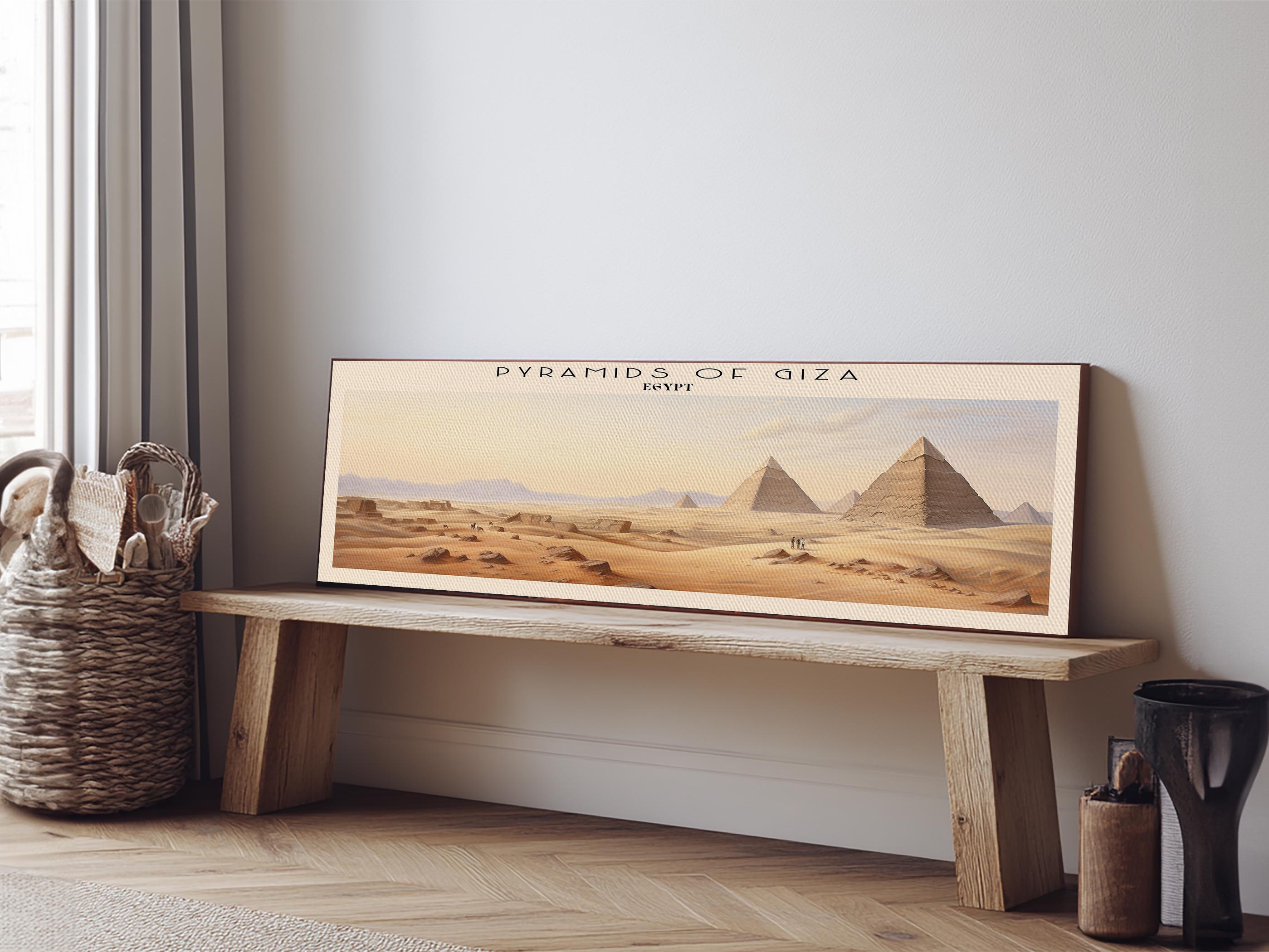 Pyramids of Giza Framed Canvas Print Travel Poster | Panoramic Wall Art ...