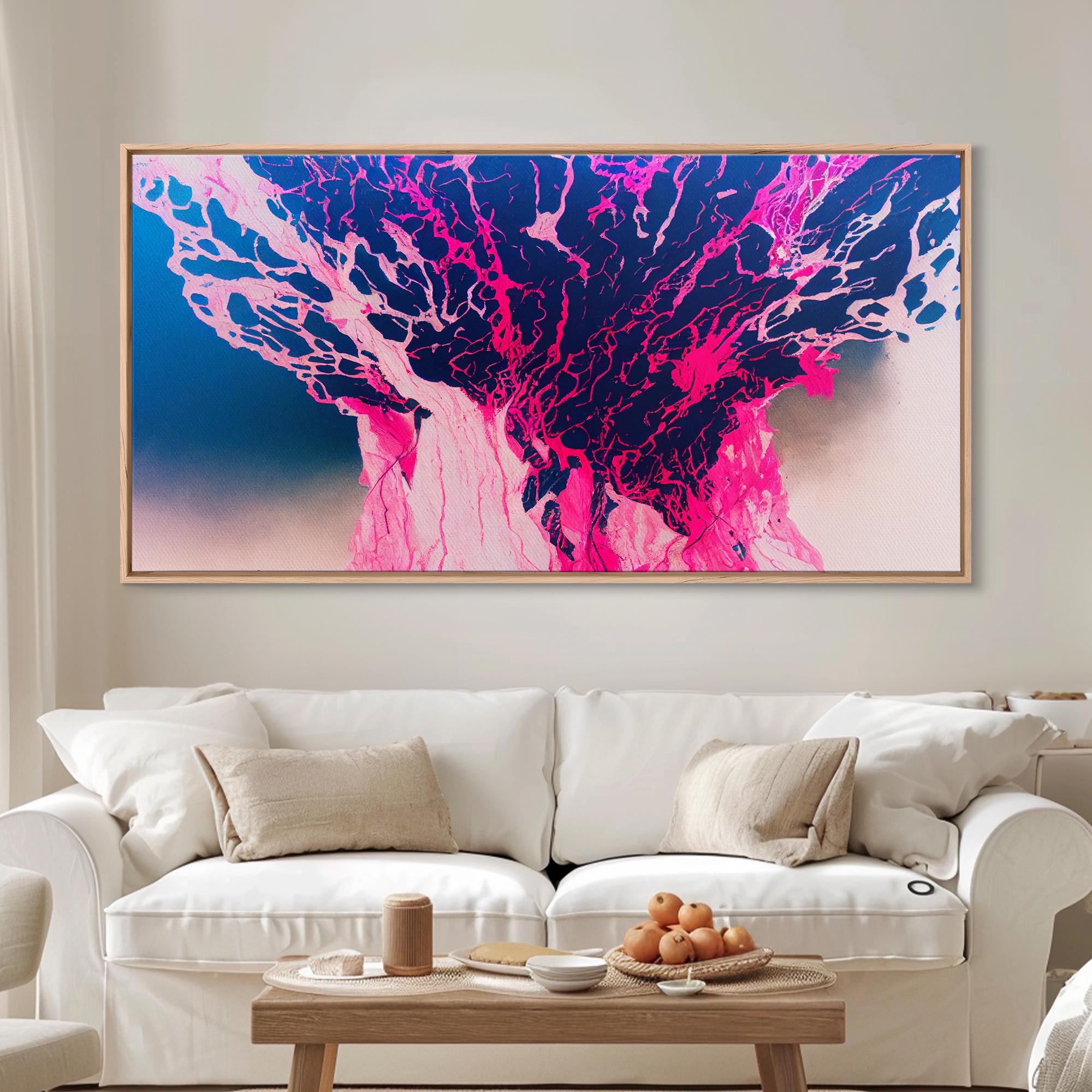 Neon Pink Explosion, Trippy Psychedelic Art, Ready to Hang Canvas