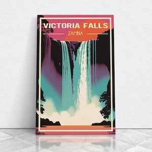 Arte mural de las Cataratas Victoria, póster de Zambia, impresión mural de África, cascadas, impresión mural de viajes, póster de viajes, arte mural de viajes, impresión mural en lienzo