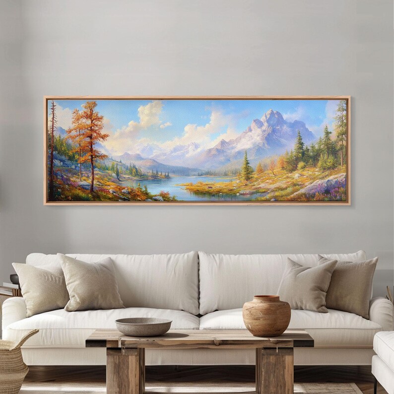 Wilderness Painting Canvas Print, Cabin Decor, Watercolor Landscape