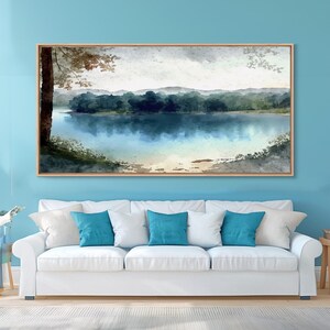 Blue Lake Art | Framed Canvas Print | Blue Lake Painting | Lake House Decor | Guest Room Landscape Painting | Wallowa Lake Painting image 6