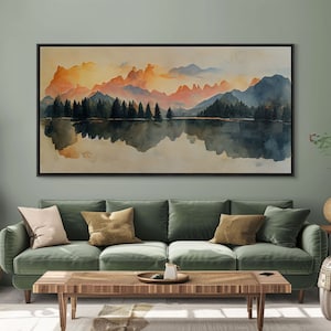 Watercolor painting of a forest fire, canvas print, landscape art, cool living room art, depressing art