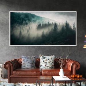 Foggy Forest wall art, relaxing art, zen art, framed canvas print, foggy landscape, trendy decor image 15