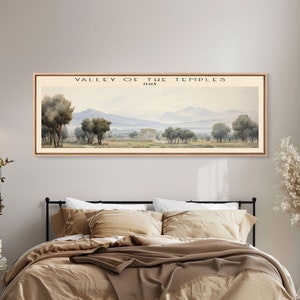 Valley of the Temples Italy Art | Framed Canvas Print Travel Poster | Panoramic Wall Art | Home Decor | Gift For Travel Lover | Wall Hanging