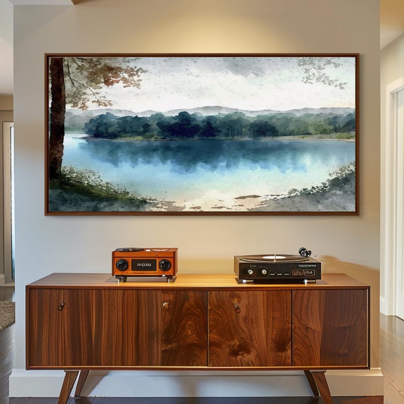 Blue Lake Art | Framed Canvas Print | Blue Lake Painting | Lake House Decor | Guest Room Landscape Painting | Wallowa Lake Painting image 13