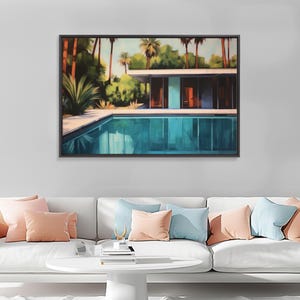 The Pool House, Mid Century Modern Decor, Framed Wall Art, Architectural Print, Retro Art, Swimming Pool Art, Framed Painting image 13