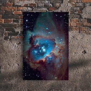 The Stars Glow At Night, framed canvas print, watercolor space painting image 1