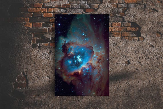 The Stars Glow At Night, framed canvas print, watercolor space painting