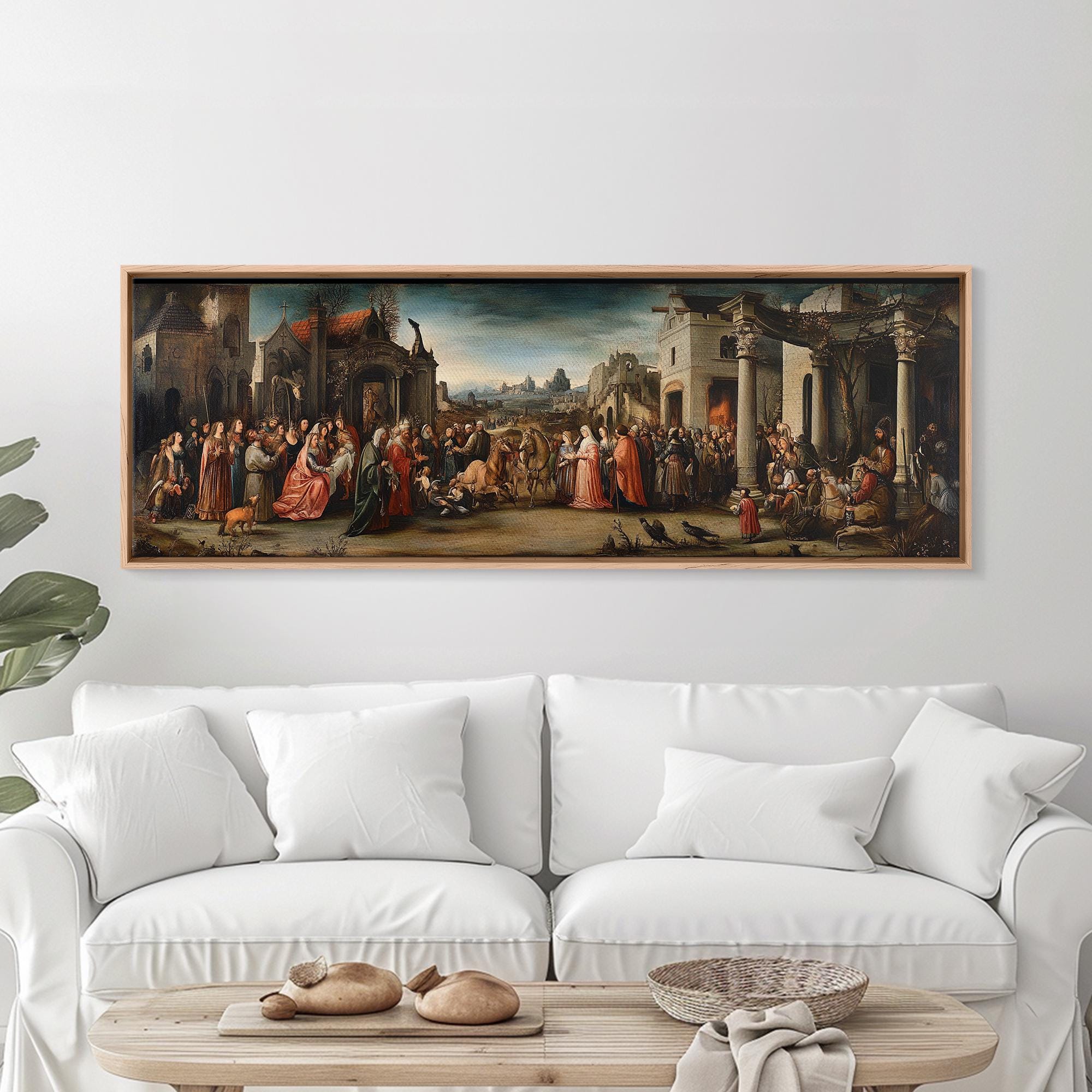 Adoration of the Magi With the Holy Family Framed Canvas Print - Extra ...