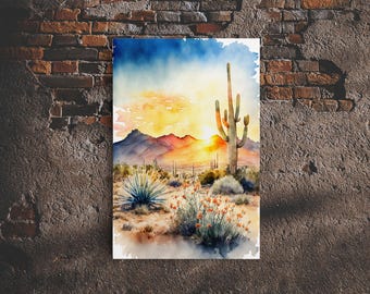 Arizona Desert Cactus Canvas Wall Art - Farmhouse Nature Decor - Southwestern Wilderness Print