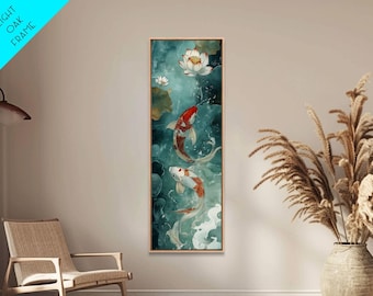Wabi Sabi Koi Fish Canvas Print: Japanese Style Elegant Art