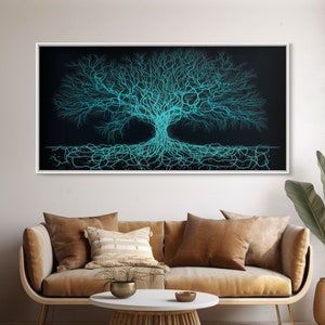 Wire Frame Yggdrasil Tree of Life, Framed Canvas Print, Canvas Art, Wall Art For Vikings, Gift For Him