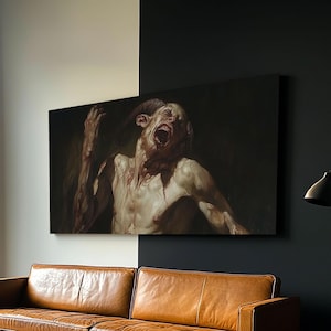 Gothic Victorian Horror Art, Canvas Print, Original Satyr Painting, Gothic Home Decor- Halloween Wall Art, Horror Art