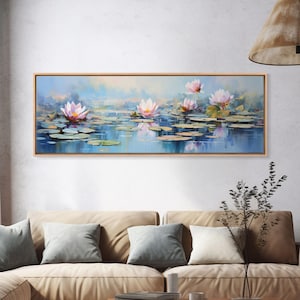Water Lily Framed Canvas Print, Water Lily, Lily Pad Print, Lily Print, Wall Art, Wall Decor, Spa art, Tranquil Art, Water Lily Art image 1