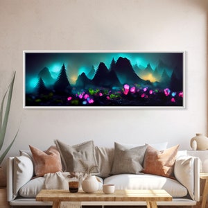 Luminescent trail in the forest, fantasy art, RPG concept art, canvas print, tiny worlds, glowing mushrooms out of focus, miniature worlds