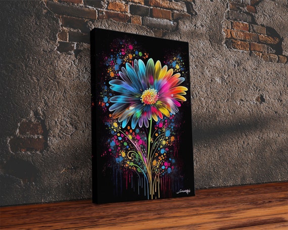 flower abstract American 1993 acrylic painting paper Monogram