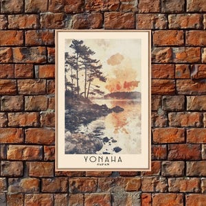 Yonaha, Japan Watercolor Beach Print, Vacation Gift, Japan Wall Art, Framed Canvas Print, Framed Beach Painting