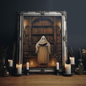 Spooky Ghost Reading A Book Library Ghost 8x10 Fine Art - Etsy